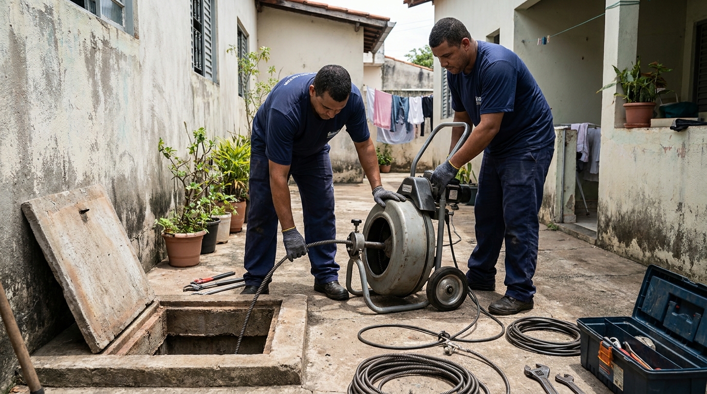 Desentupimento de Coluna Sanitária em Azteca, Governador Valadares‑MG